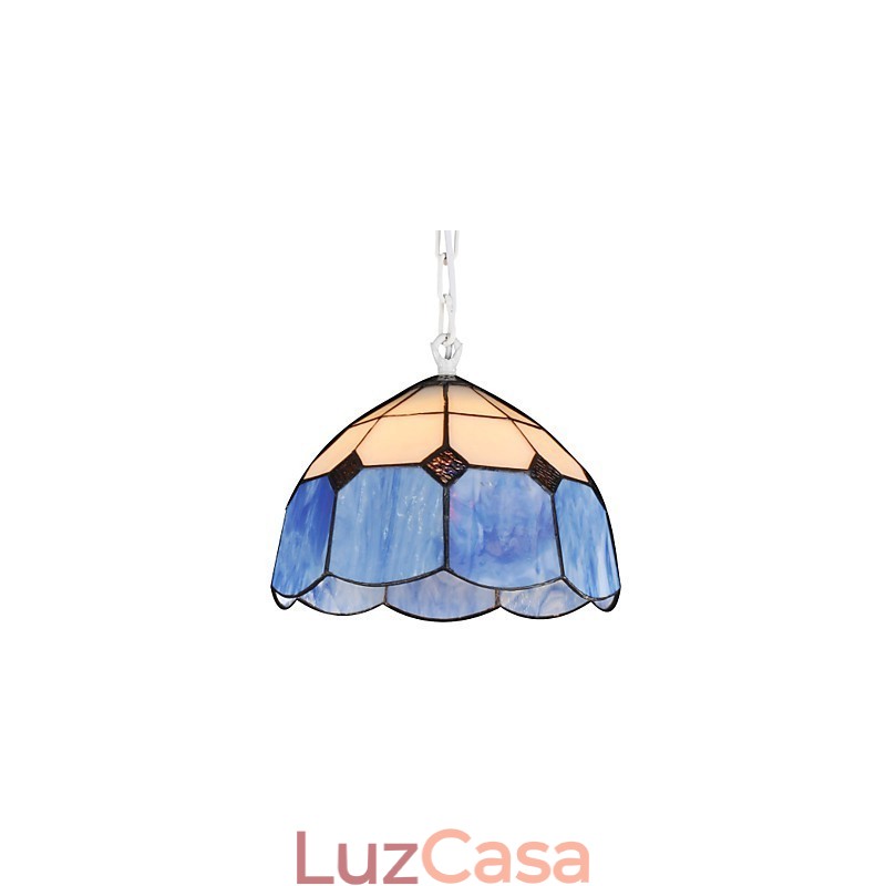 Lustre Mini Style Country Garage branco + luzes de vidro azul