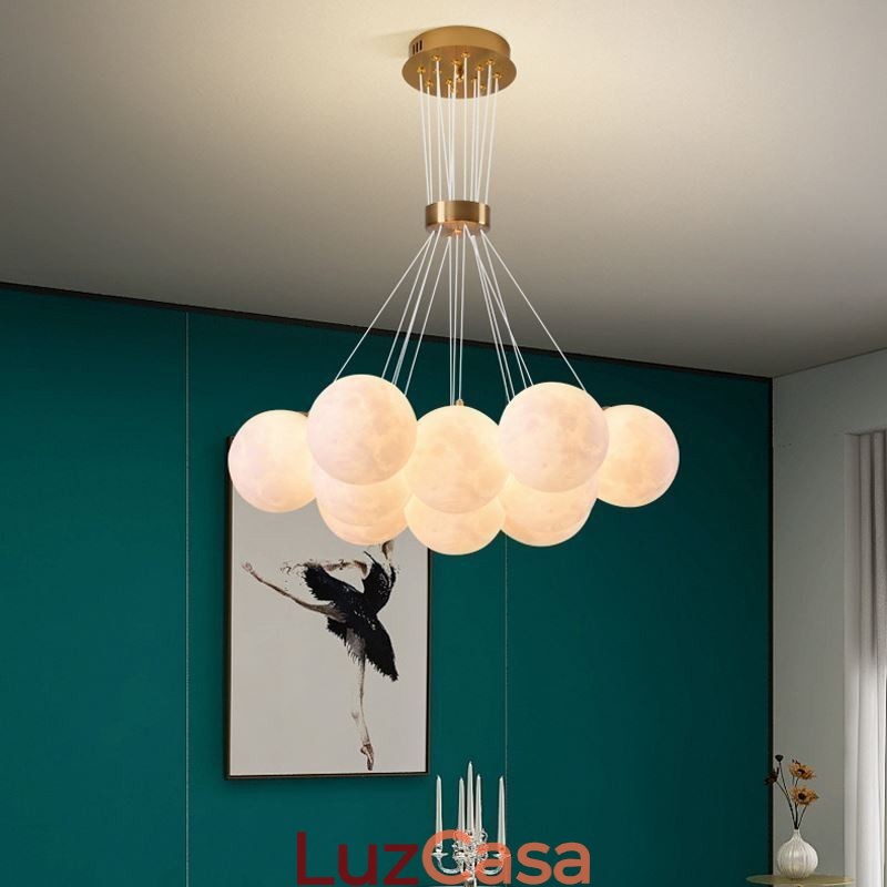 Lustre de bolhas lunares moderno com pingente de bolas impressas em 3D