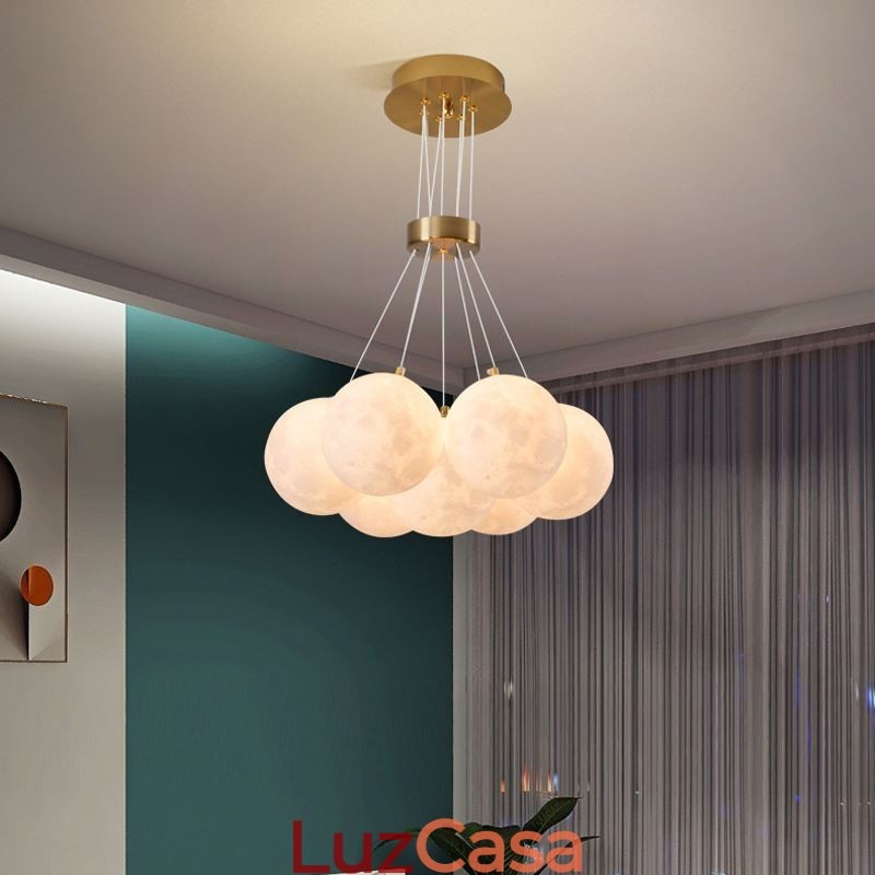 Lustre de bolhas lunares moderno com pingente de bolas impressas em 3D