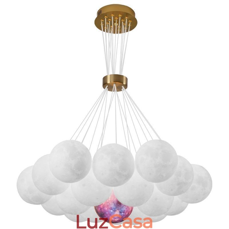 Lustre de bolhas lunares moderno com pingente de bolas impressas em 3D