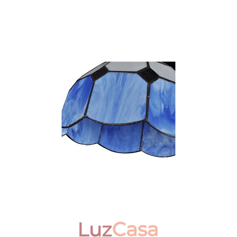 Lustre Mini Style Country Garage branco + luzes de vidro azul