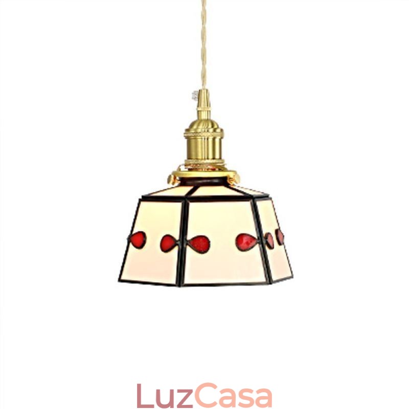 Luminária pendente de vidro colorida estilo japonês retrô decorativa de cabeceira