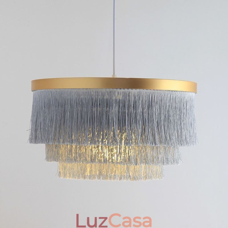 Luminária pendente decorativa nórdica, lustre romântico e quente com borla, luminária criativa suspensa