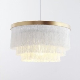 Luminária pendente decorativa nórdica, lustre romântico e quente com borla, luminária criativa suspensa