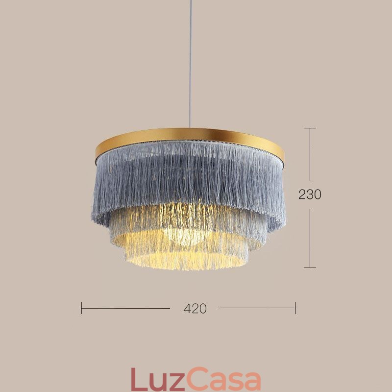 Luminária pendente decorativa nórdica, lustre romântico e quente com borla, luminária criativa suspensa