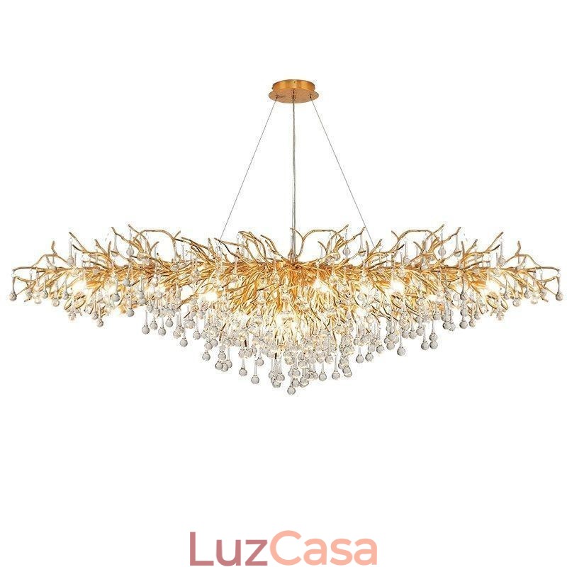 Lustre de cristal de luxo dourado moderno teto pendurado lâmpada jantar