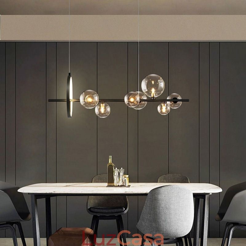 Lustre moderno com pingente de bolha de vidro e lâmpadas G9