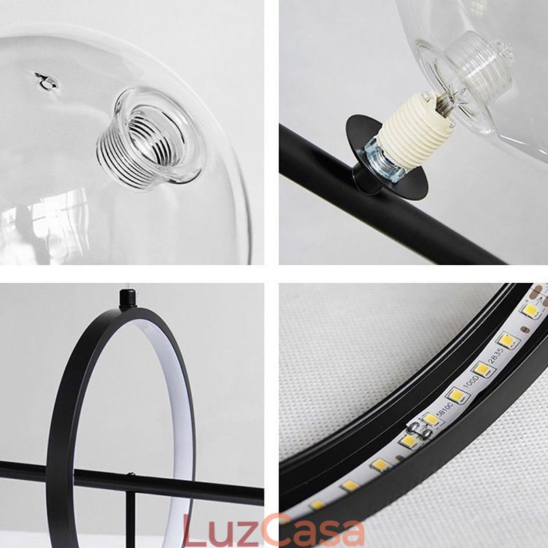 Lustre moderno com pingente de bolha de vidro e lâmpadas G9
