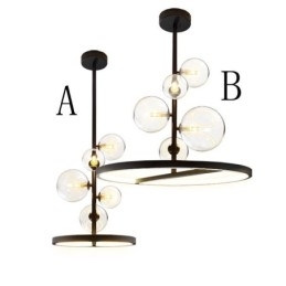 Luminária pendente moderna com lustre de vidro bolha
