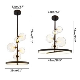 Luminária pendente moderna com lustre de vidro bolha