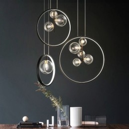 Lustre nórdico de vidro com bolhas em formato de círculo, luminária moderna para sala de estar