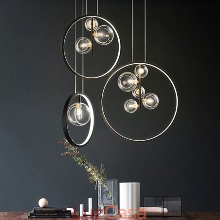 Lustre nórdico de vidro com bolhas em formato de círculo, luminária moderna para sala de estar Lustre nórdico de vidro com bolhas em formato de círculo, luminária moderna para sala de estar