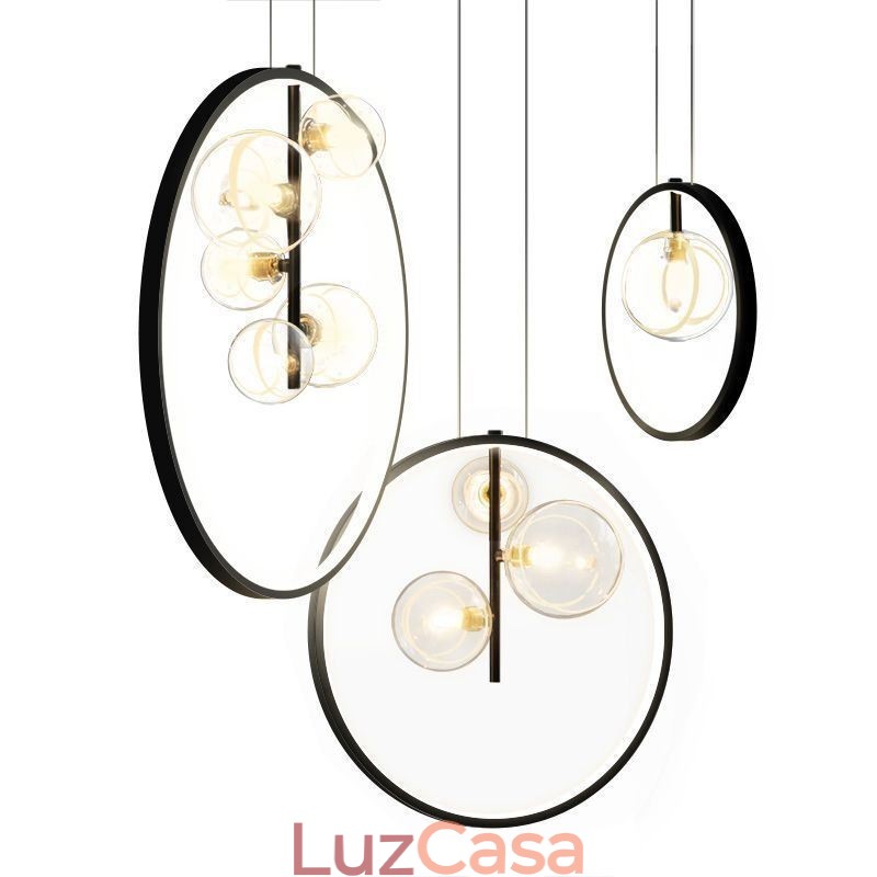 Lustre nórdico de vidro com bolhas em formato de círculo, luminária moderna para sala de estar