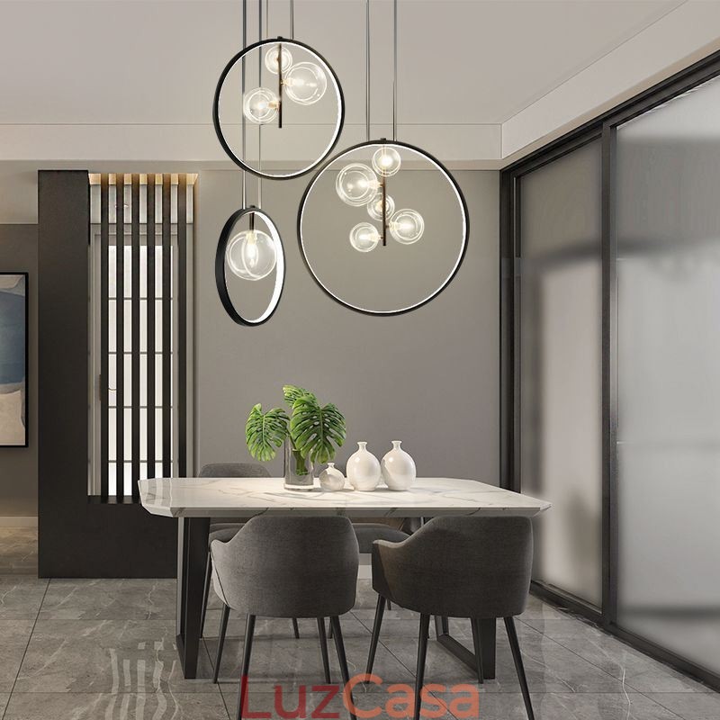 Lustre nórdico de vidro com bolhas em formato de círculo, luminária moderna para sala de estar