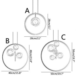 Lustre nórdico de vidro com bolhas em formato de círculo, luminária moderna para sala de estar