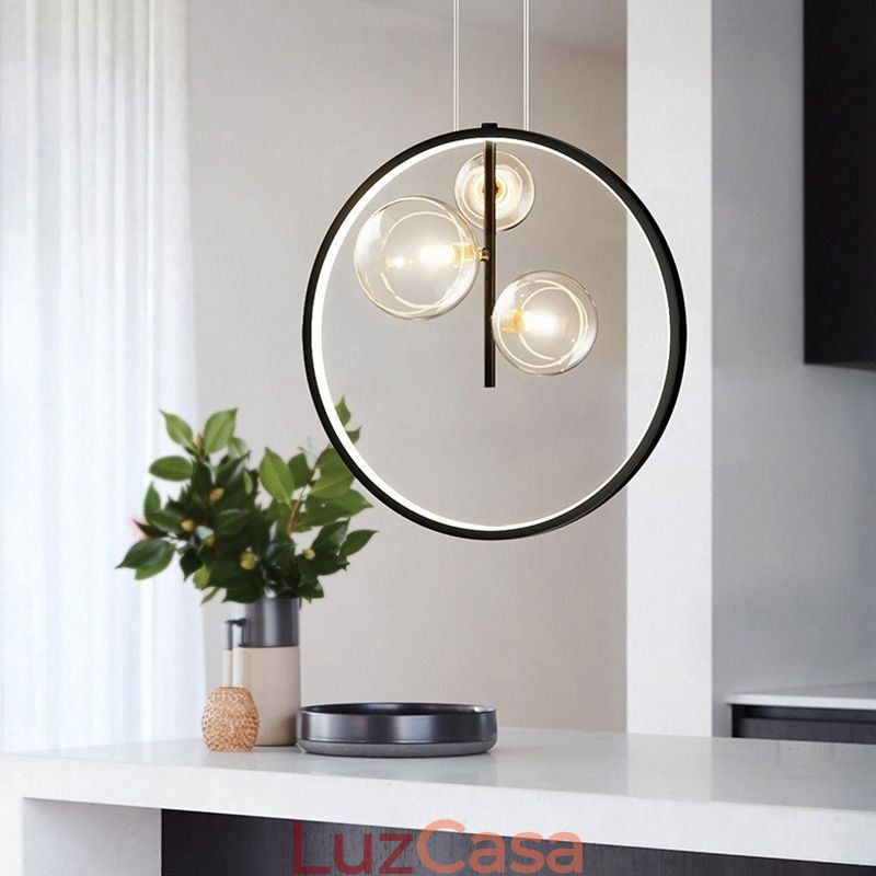 Lustre nórdico de vidro com bolhas em formato de círculo, luminária moderna para sala de estar