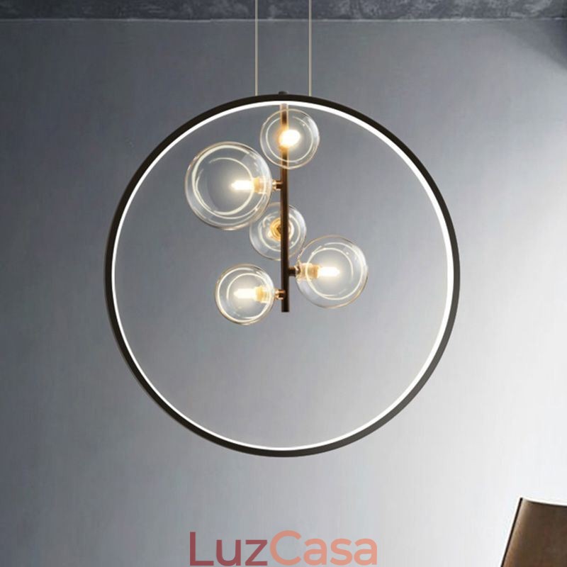 Lustre nórdico de vidro com bolhas em formato de círculo, luminária moderna para sala de estar
