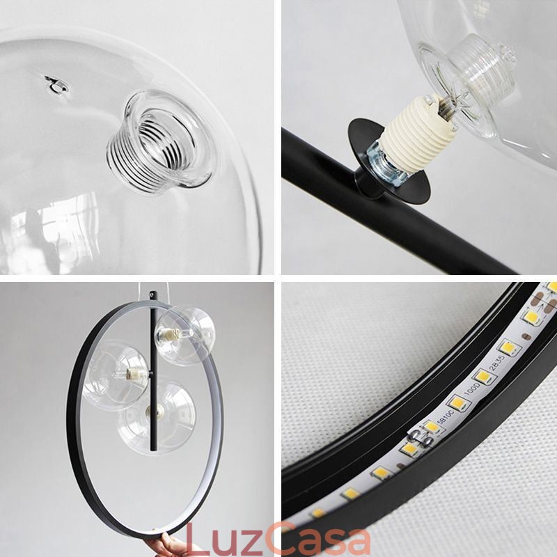Lustre nórdico de vidro com bolhas em formato de círculo, luminária moderna para sala de estar