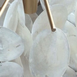 Lustre de concha natural redondo em camadas luz suspensa jantar