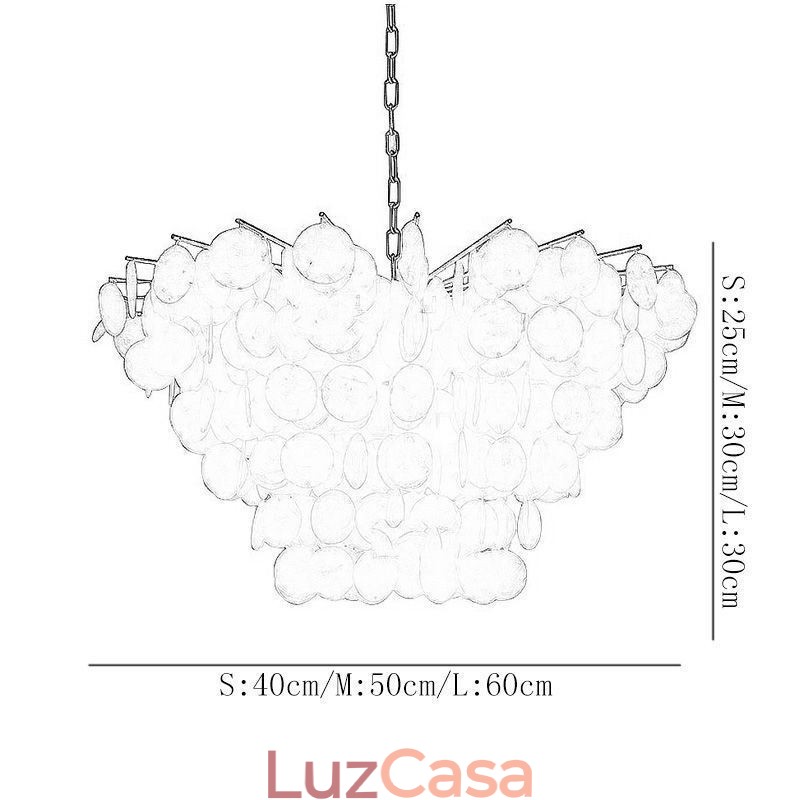 Lustre de concha natural redondo em camadas luz suspensa jantar