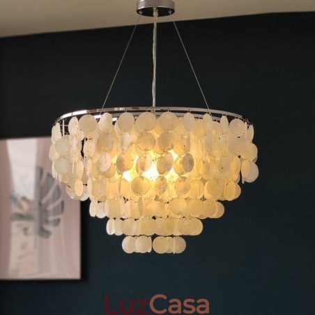 Capiz Shell Pendant Light Natural Pendurado Redondo Camadas Lustre Capiz Shell Pendant Light Natural Pendurado Redondo Camadas Lustre