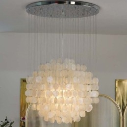 Luminária pendente moderna de concha, iluminação de teto suspensa contemporânea, sala de jantar
