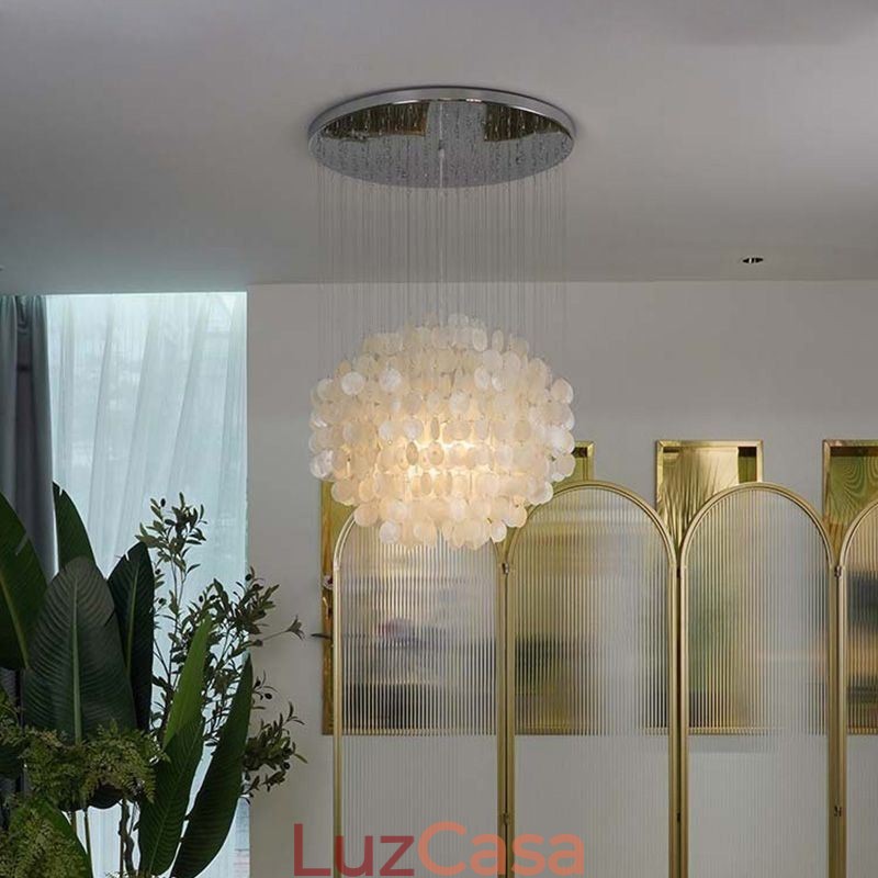 Luminária pendente moderna de concha, iluminação de teto suspensa contemporânea, sala de jantar