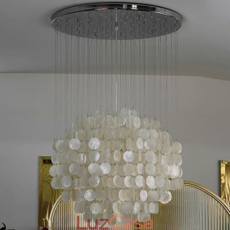 Luminária pendente moderna de concha, iluminação de teto suspensa contemporânea, sala de jantar