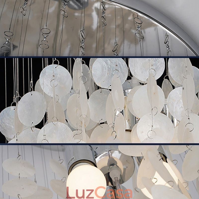 Luminária pendente moderna de concha, iluminação de teto suspensa contemporânea, sala de jantar