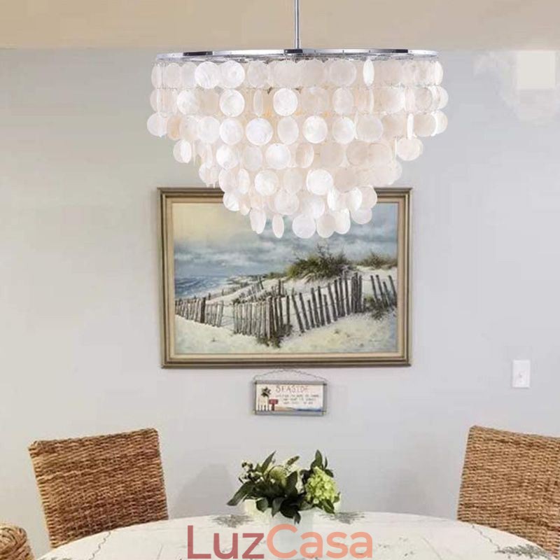 Luminária pendente europeia em concha Luminária pendente contemporânea