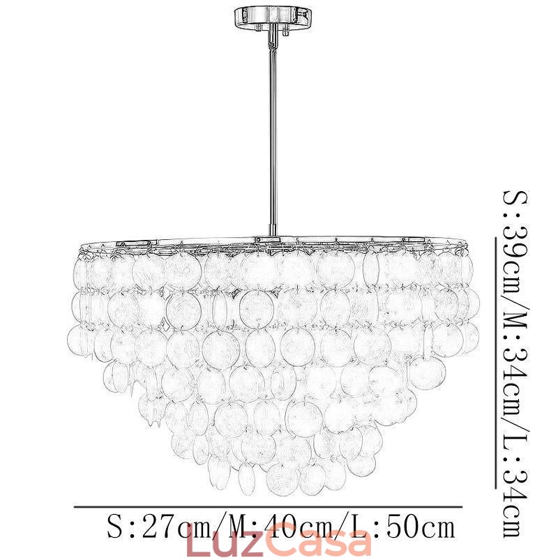 Luminária pendente europeia em concha Luminária pendente contemporânea