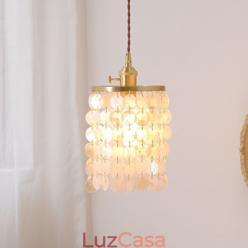 Lustre clássico moderno branco concha sombra pingente iluminação lâmpada teto