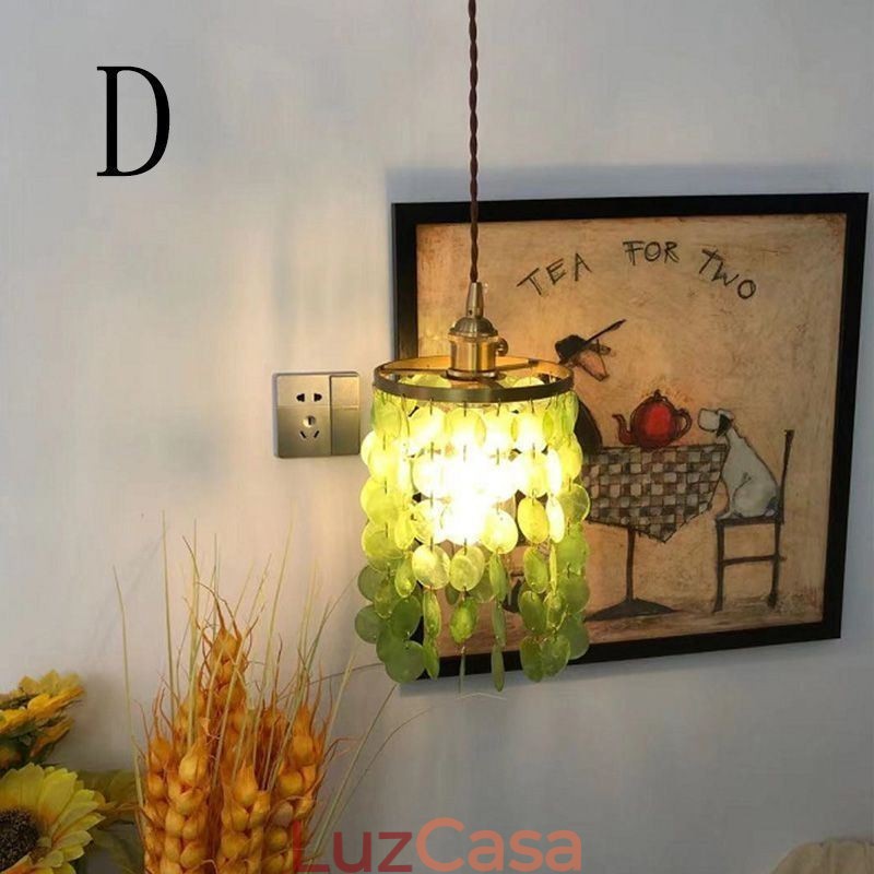 Lustre clássico moderno branco concha sombra pingente iluminação lâmpada teto