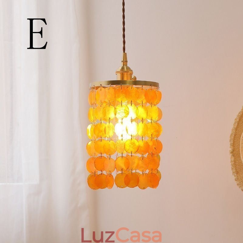 Lustre clássico moderno branco concha sombra pingente iluminação lâmpada teto