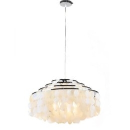 Lustre moderno Raindrop, abajur de concha branca, iluminação pendente de teto