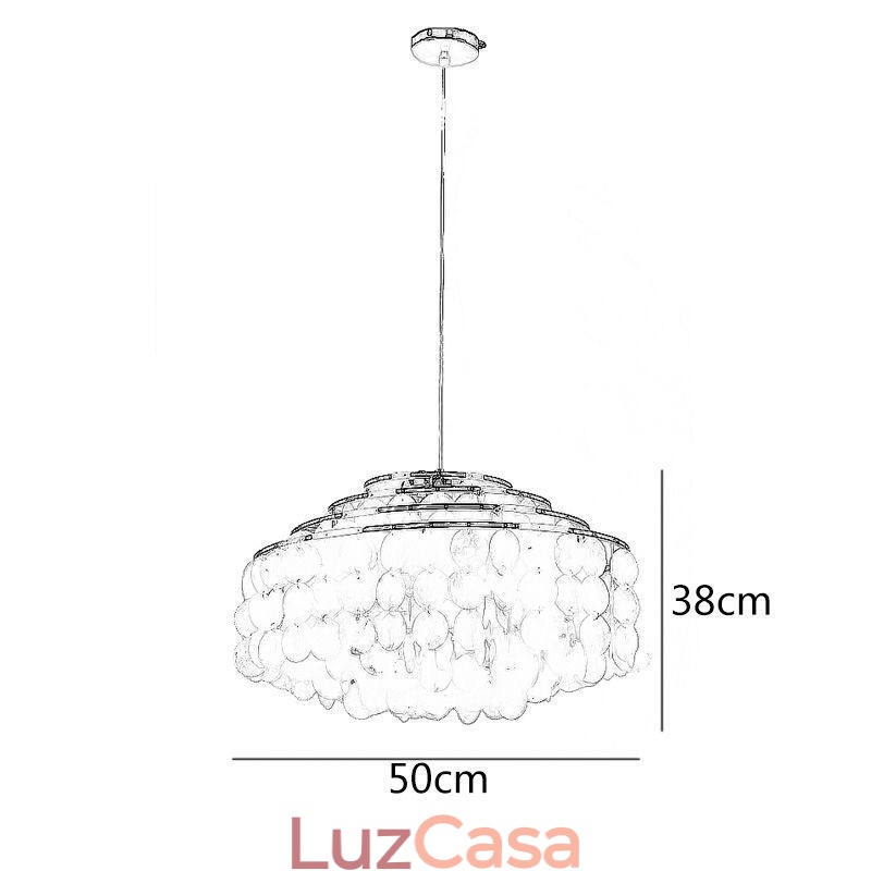 Lustre moderno Raindrop, abajur de concha branca, iluminação pendente de teto