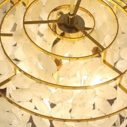 Lustre moderno Raindrop, abajur de concha branca, iluminação pendente de teto