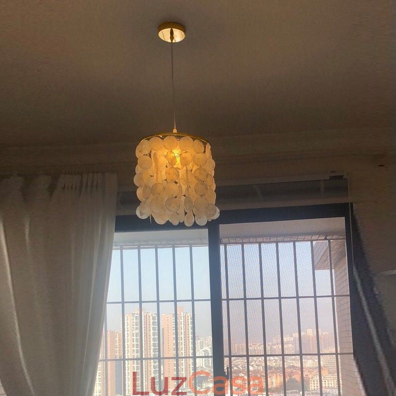 Luminária pendente Capiz moderna Mini contemporânea para teto, iluminação para sala de jantar