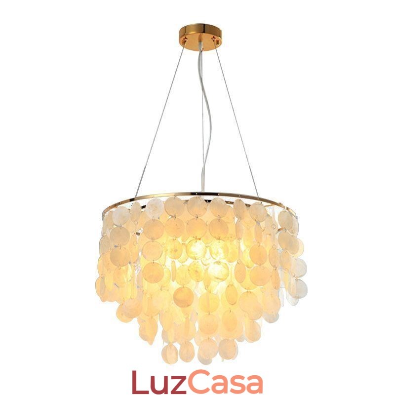 Luminária pendente de teto moderna em concha branca Lustre