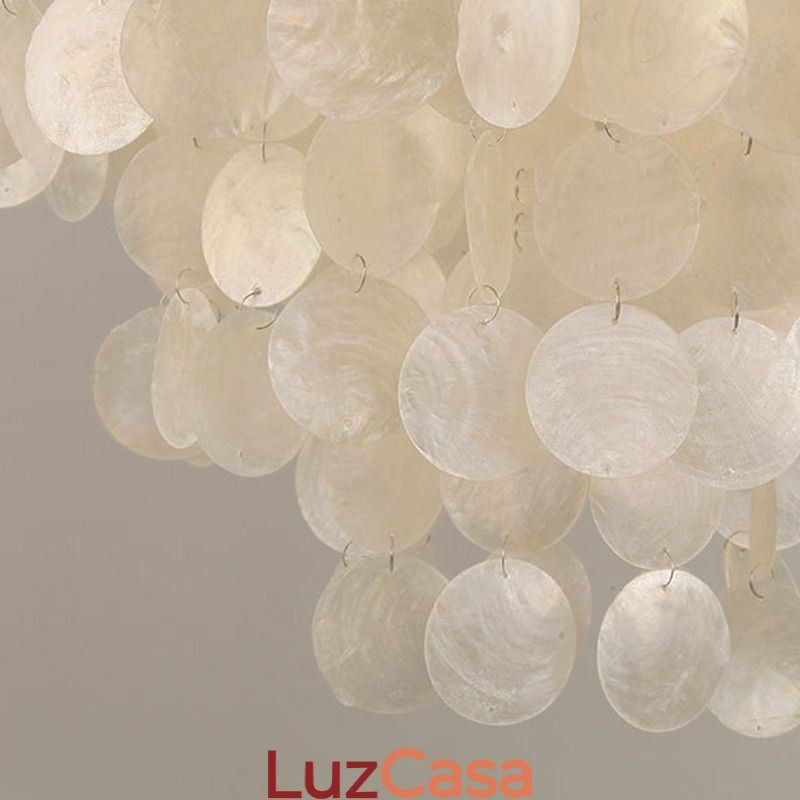Luminária pendente de teto moderna em concha branca Lustre