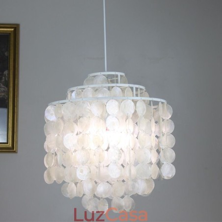 Luminária pendente moderna clássica, abajur de concha branca Luminária pendente moderna clássica, abajur de concha branca