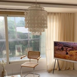 Luminária pendente moderna clássica, abajur de concha branca