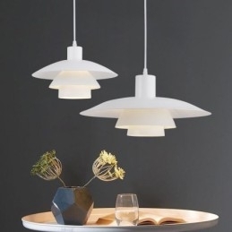 Luminária pendente de alumínio branco, lustre contemporâneo, luminária suspensa ajustável