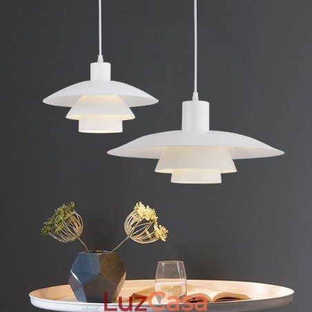 Luminária pendente de alumínio branco, lustre contemporâneo, luminária suspensa ajustável Luminária pendente de alumínio branco, lustre contemporâneo, luminária suspensa ajustável