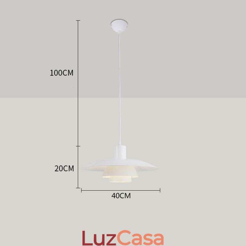Luminária pendente de alumínio branco, lustre contemporâneo, luminária suspensa ajustável