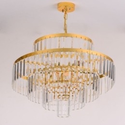 Luminária pendente de cristal dourado 4 níveis iluminação de teto 7 luzes