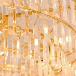 Luminária pendente de cristal dourado 4 níveis iluminação de teto 7 luzes