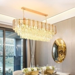 Luminária pendente de cristal moderna Luminária pendente oval de luxo