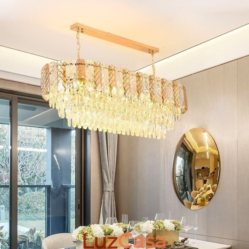 Luminária pendente de cristal moderna Luminária pendente oval de luxo