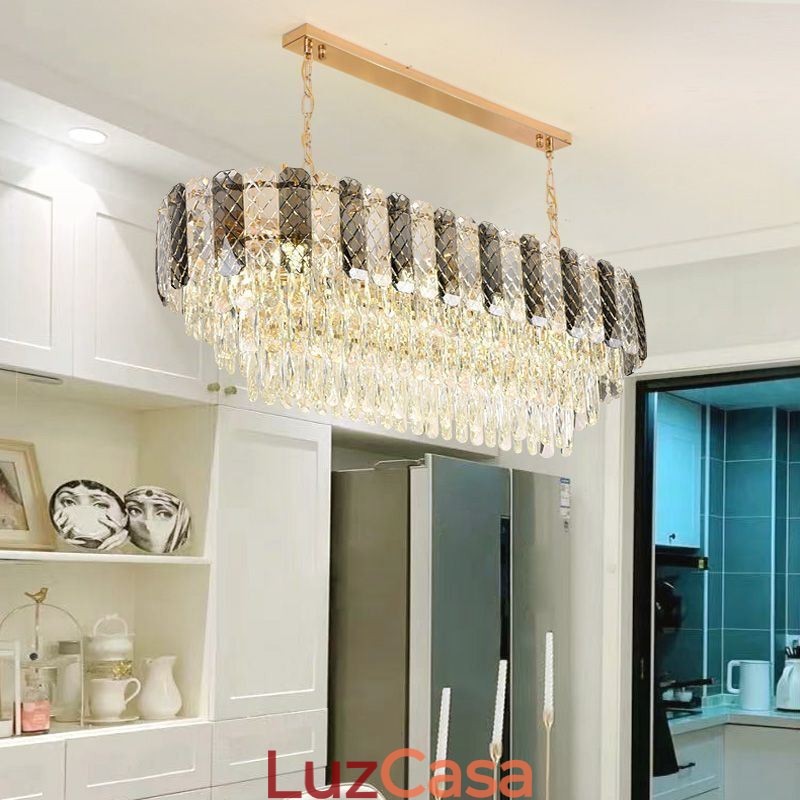 Luminária pendente de cristal moderna Luminária pendente oval de luxo